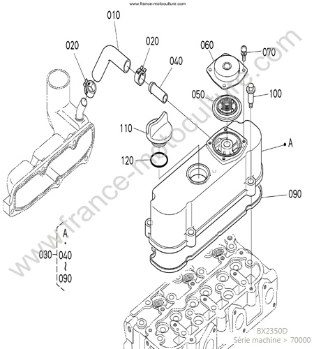 Couvre culasse KUBOTA BX2350D