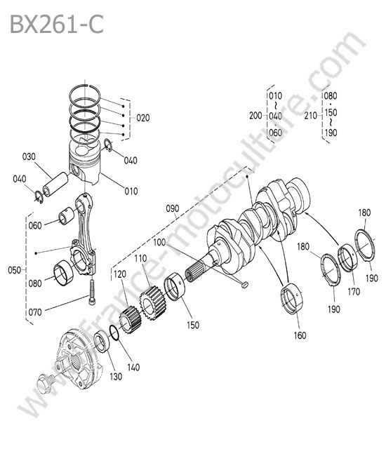Pistons - vilebrequin KUBOTA BX261