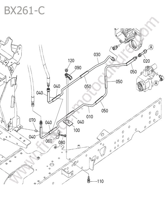 Circuit direction refoulement KUBOTA BX261