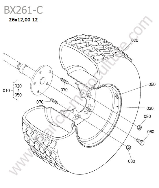 Roue arriere gazon KUBOTA BX261