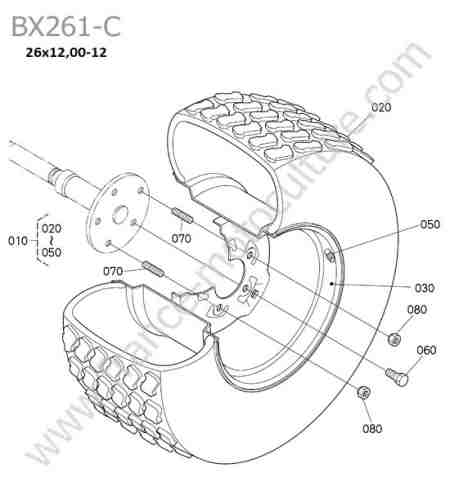 KUBOTA - BX261 : Roue arriere gazon