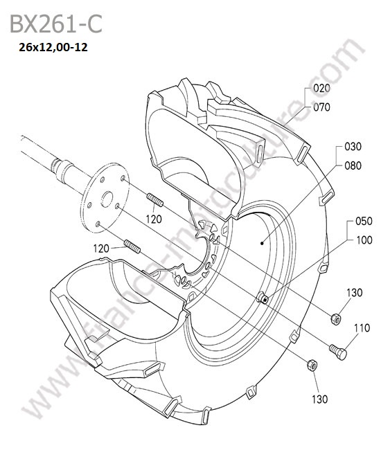 Roue arriere lawn trac KUBOTA BX261