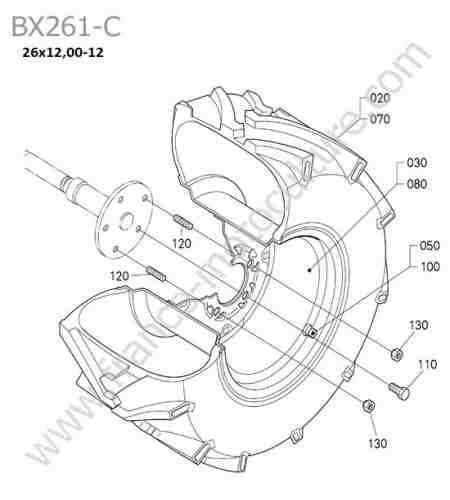 KUBOTA - BX261 : Roue arriere lawn trac