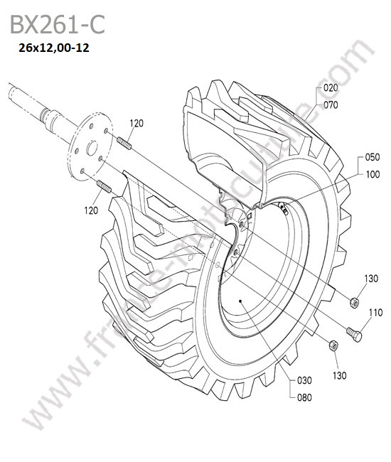 Roue arriere r4 KUBOTA BX261