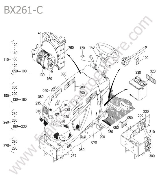 Etiquettes avant KUBOTA BX261