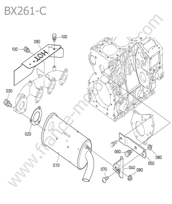 Echappement KUBOTA BX261