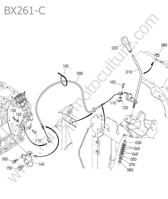 Levier accelerateur KUBOTA BX261
