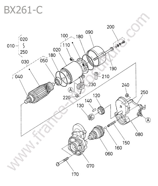 Demarreur - details KUBOTA BX261