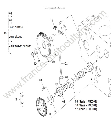 Arbre cames KUBOTA F1900