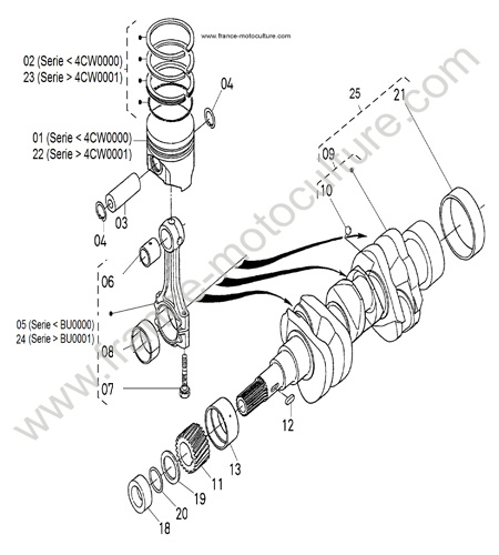 Piston - vilebrequin KUBOTA F1900