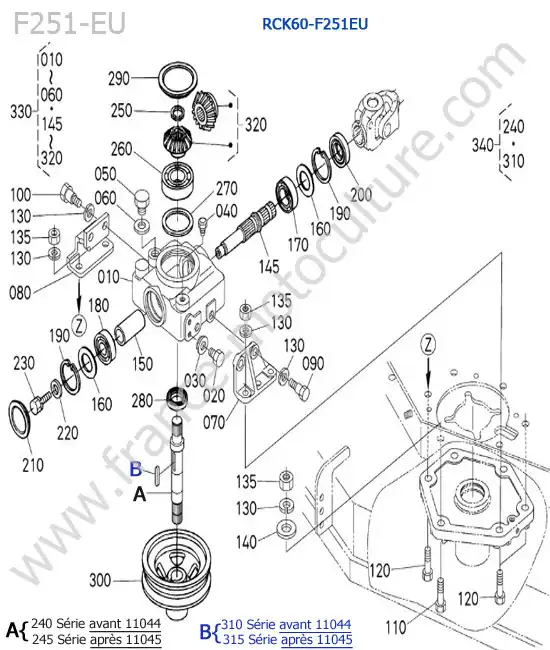 RCK60 / renvoi angle KUBOTA F251
