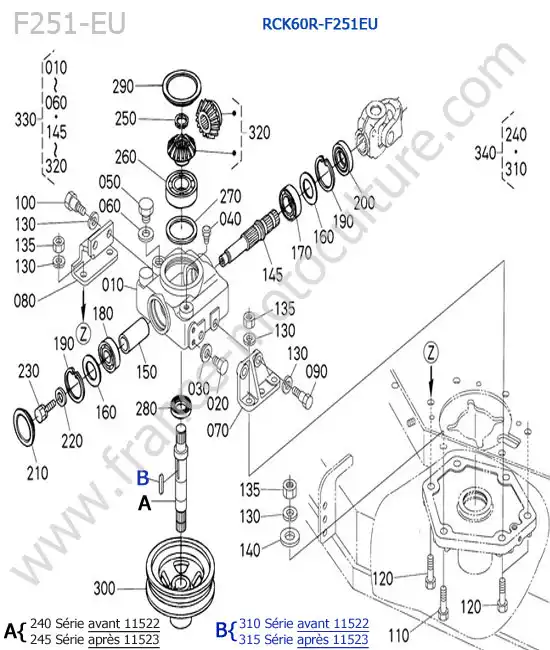 RCK60R / renvoi angle KUBOTA F251