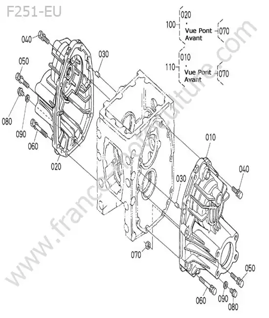 Carter reducteur avant KUBOTA F251