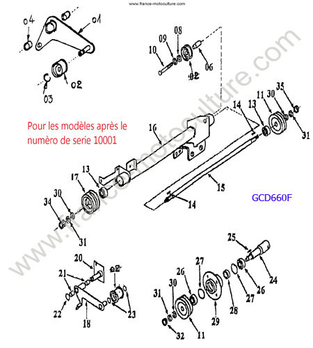 Arbre commande bac GCD660F KUBOTA F2560