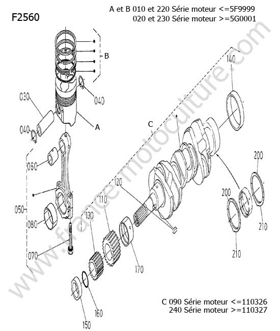 Pistons - Vilebrequin KUBOTA F2560