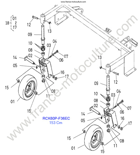 RCK60P/Roues AV KUBOTA F2880