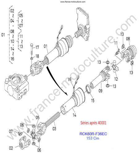 RCK60R/Cardan 2 KUBOTA F2880