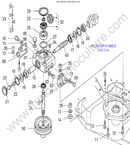 RCK72P/Renvoi angle KUBOTA F2880