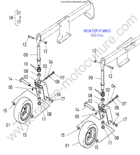 RCK72P/Roues AV KUBOTA F2880