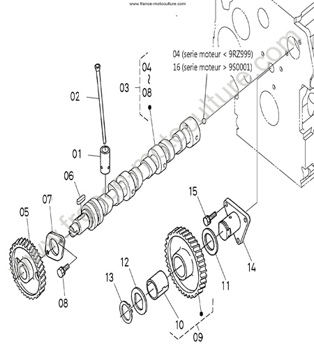 Arbre a cames KUBOTA F2880