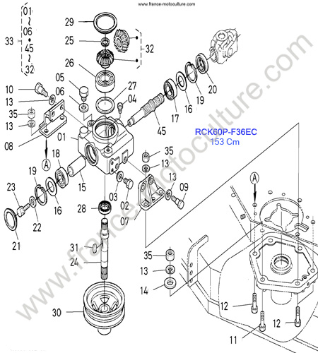 RCK60P/Renvoi angle KUBOTA F2880
