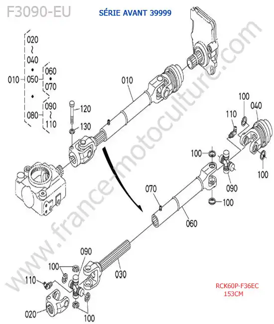 Rck60 - cardan (< 39999) KUBOTA F3090