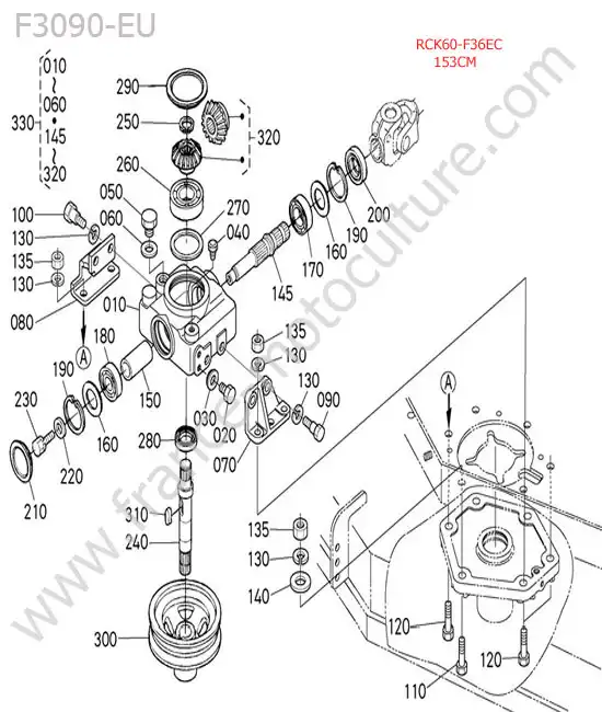 Rck60 - renvoi angle KUBOTA F3090