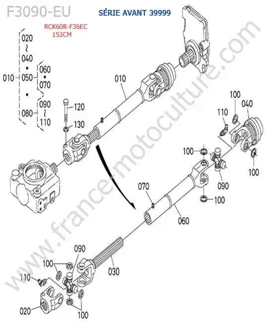 Rck60r - cardan (< 39999) KUBOTA F3090