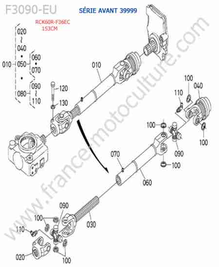 KUBOTA - F3090 : Rck60r - cardan (< 39999)