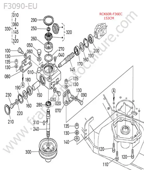 Rck60r - renvoi angle KUBOTA F3090