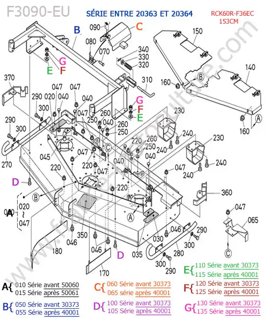 Rck60r - plateau (20363/20364) KUBOTA F3090