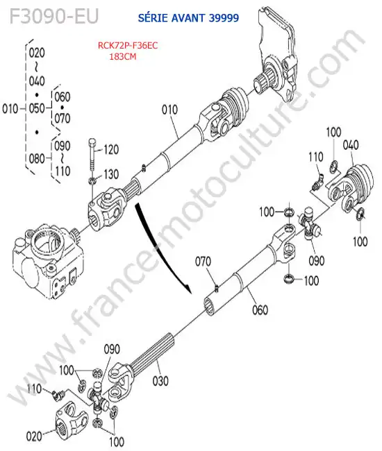 Rck72p - cardan (< 39999) KUBOTA F3090