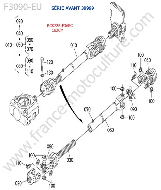 Rck72r - cardan (< 39999) KUBOTA F3090