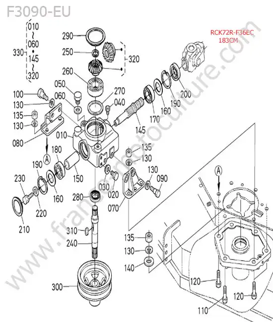 Rck72r - renvoi angle KUBOTA F3090
