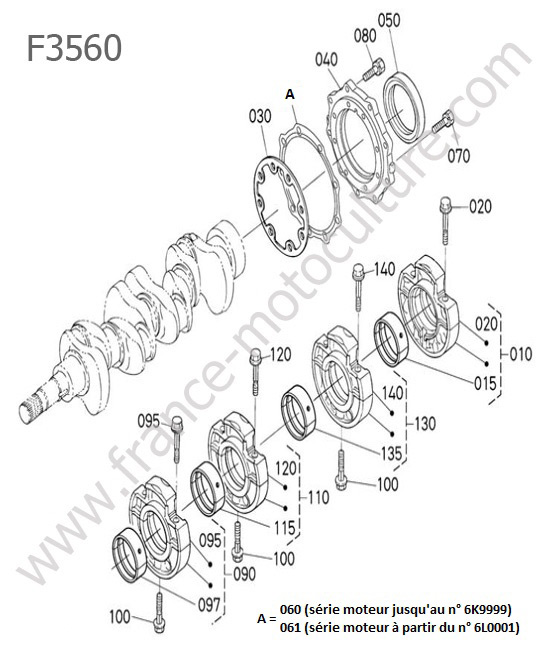 Palier vilebrequin KUBOTA F3560