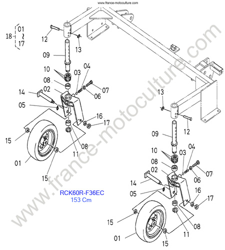 RCK60R/Roues AV KUBOTA F3680
