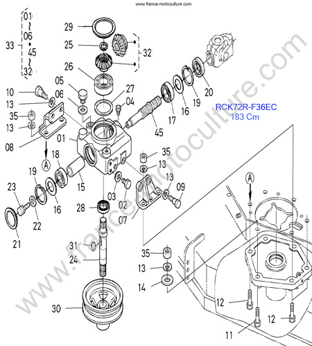 RCK72R/Renvoi angle KUBOTA F3680