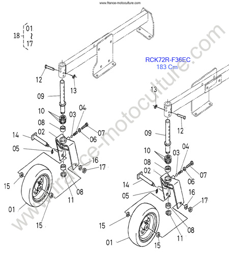 RCK72R/Roues AV KUBOTA F3680