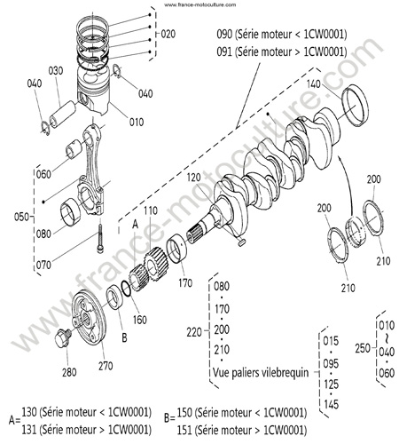 Pistons / vilebrequin KUBOTA F3680