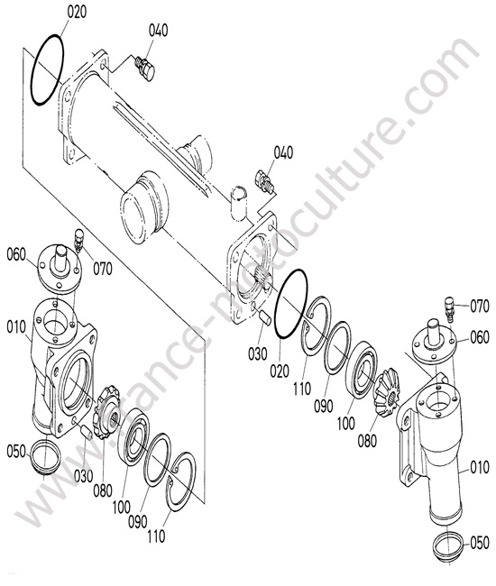 Renvoi angle pont AR KUBOTA F3890