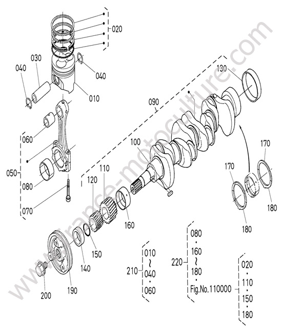 Pistons / Vilebrequin KUBOTA F3890