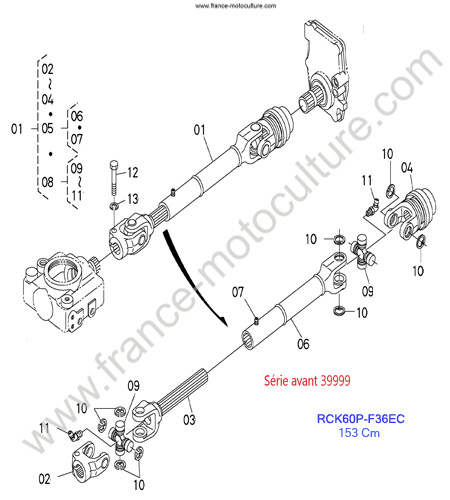 RCK60P/Cardan 1 KUBOTA F3890