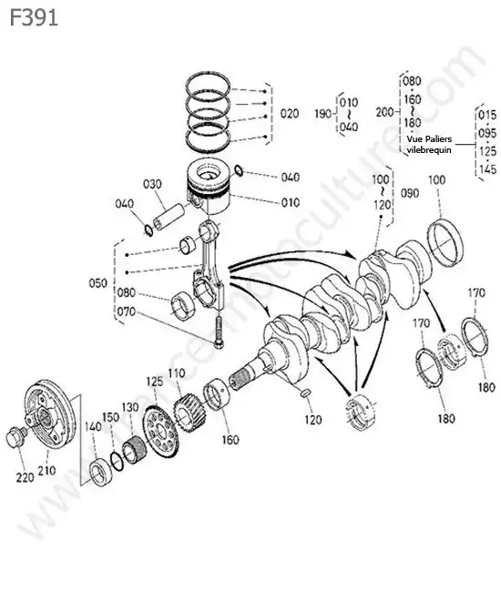 Piston / vilebrequin KUBOTA F391