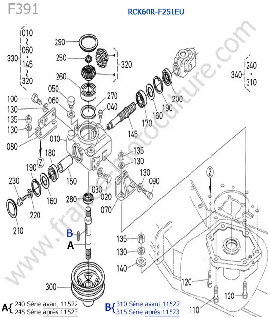RCK60R / renvoi angle KUBOTA F391