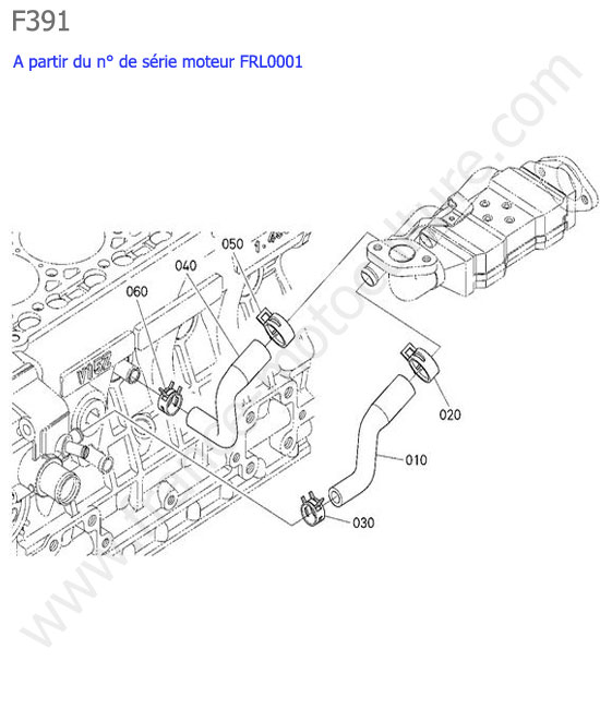 Tuyau refroidissement egr >frl0001 KUBOTA F391