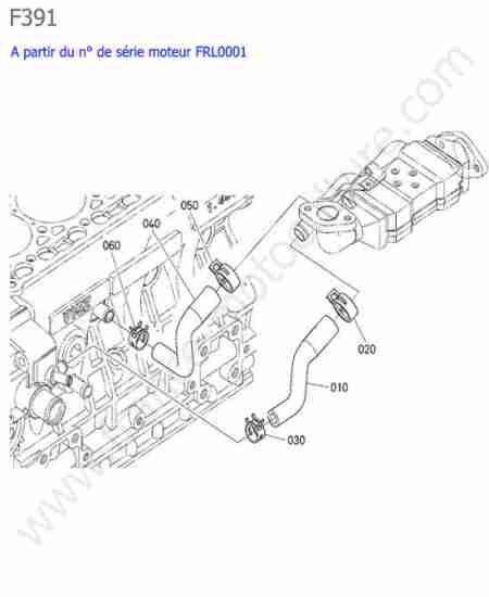 KUBOTA - F391 : Tuyau refroidissement egr >frl0001