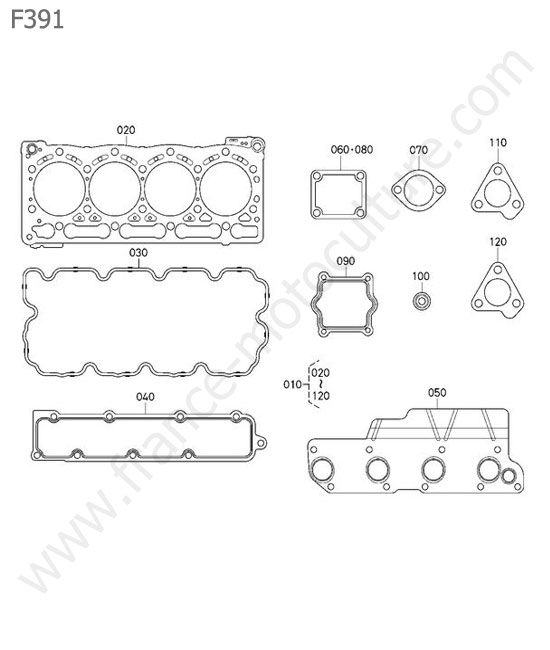Pochette joints superieurs KUBOTA F391