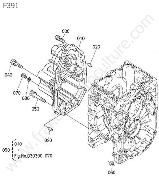 Carter reducteur avant droit KUBOTA F391