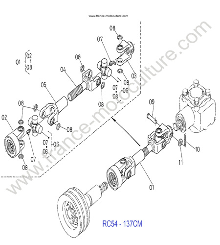 Cardan coupe RC54 KUBOTA G1700