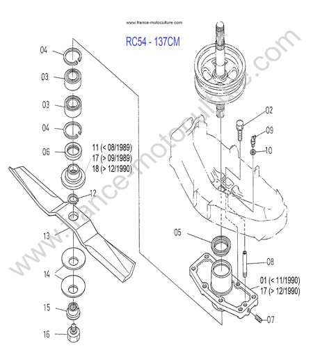 Support poulie RC54 KUBOTA G1700